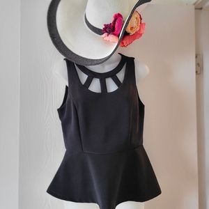 White & Black Fitted Peplum Cutout Tanks Bundle